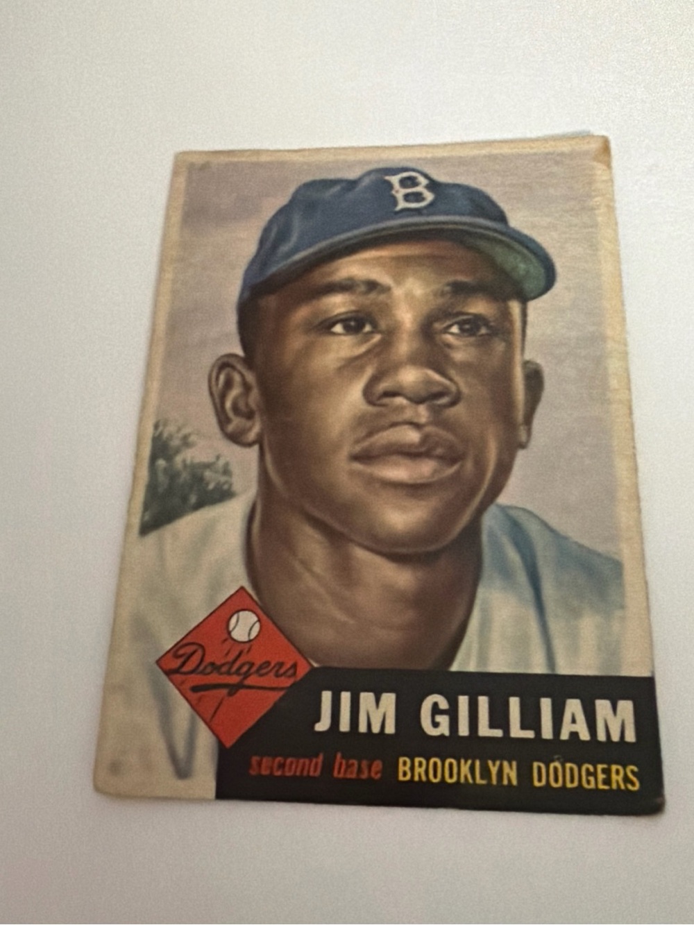 Topps Jim Gilliam Baseball Card - Blue Cap, Black Title Strip